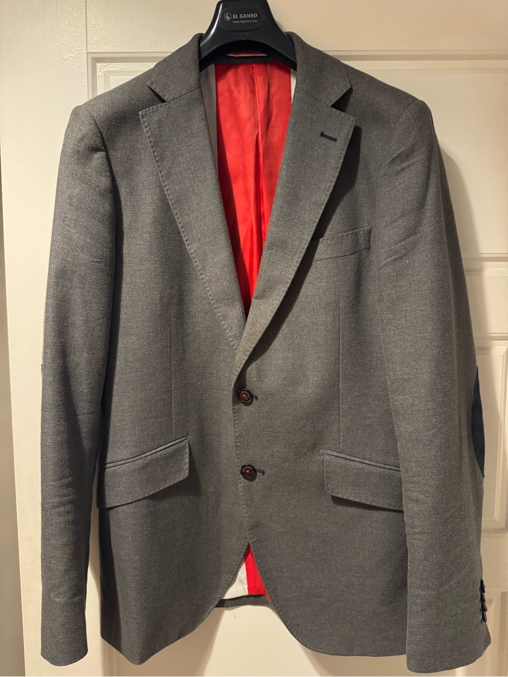 Men's Gray Blazer 38R with Red Lining